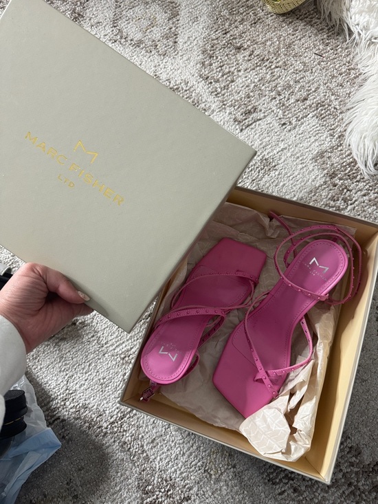 Marc Fisher Shoes - Marc Fisher Hot Pink Strappy Square-Toe Sandals